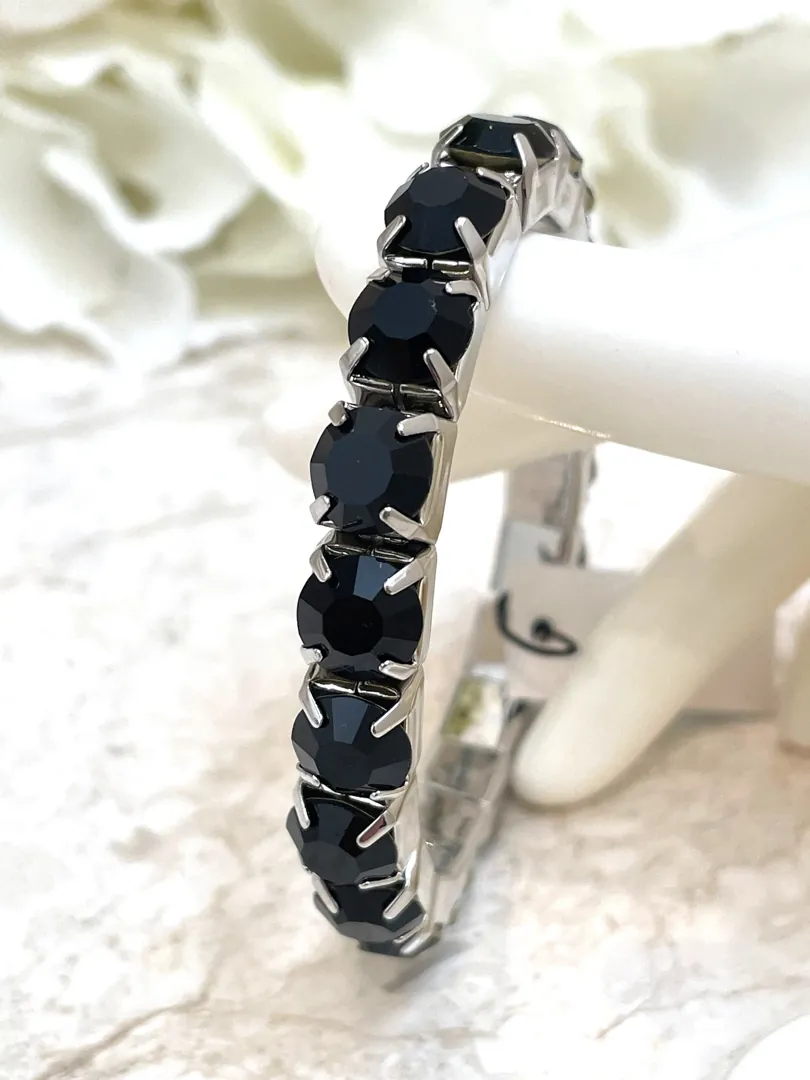 BLACK Jewelry Silver Onyx Bracelet Tennis Bracelet Gemstone Bracelet Onyx Jewelry Black Evening Bracelet Dainty Bracelet Onyx Gift for her