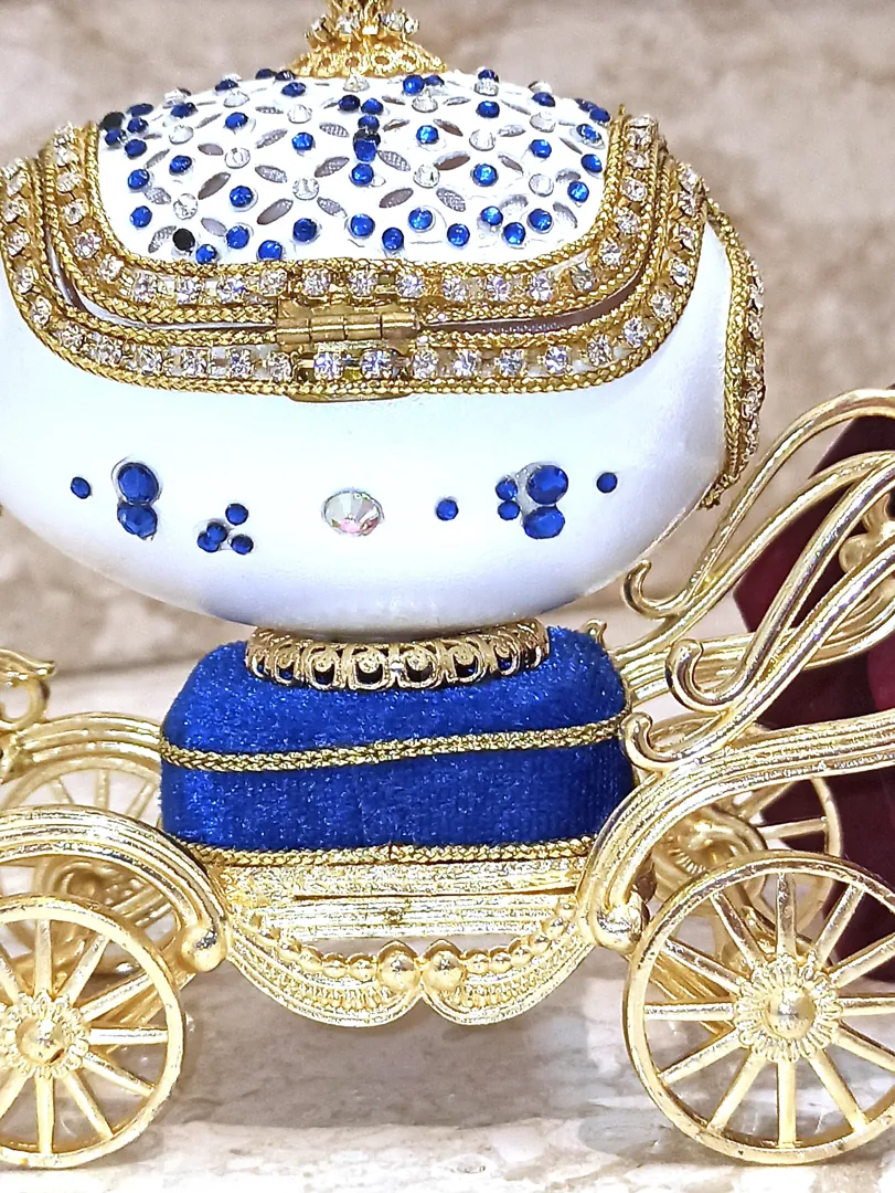 Faberge Egg Jewelry Box, plus Faberge necklace, Austrian crystal sapphire bracelet, 24K gold, musical, graduate, birthday gift for wife, new mom.