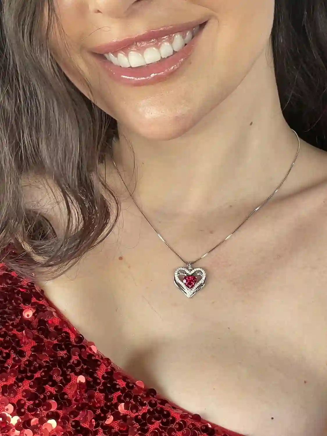 2 carat NATURAL Ruby Diamond Pendant Ruby Necklace Ruby Pendant HEART Shape Diamond Jewelry 18k White Gold 925 Silver Handmade Jewelry 3.2ct 