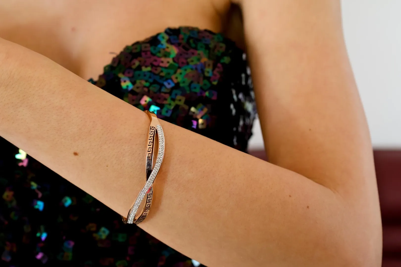 8mm Bracelet Greek Jewelry 18k Rose Gold Bracelet Infinity Bangle Bracelet Ancient Greek Key Jewelry Meander Bracelet Anniversary Gift