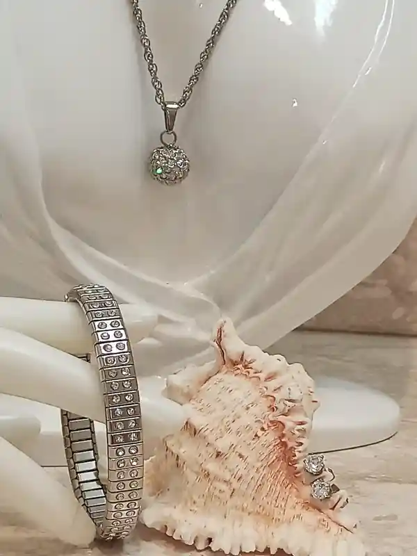 SWAROVSKI Diamond Earring Necklace Bracelet Set, 5ct, SILVER NonTarnish,HANDMADE Jewelry Set Gift for Mom, Wife pregnancy gift,Her Birthday 