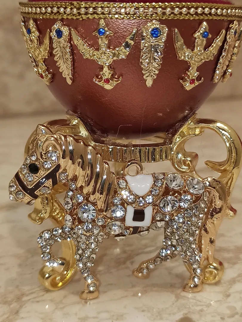 One of a Kind Horse Lover Gift for Teen Musical Carousel Horse Natural Faberge Egg 24k Gold Graduation Gift Idea College Grad Birthday Horse