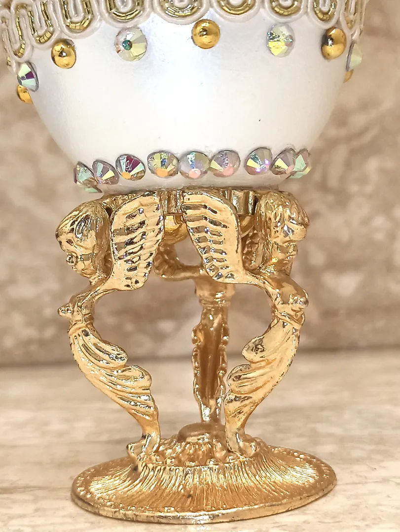 5ct, Angel, Baptism Cross Box, Egg Faberge, Guardian Angel Ornament, First Communion, Baptism Box, 24k GOLD, Christian Baby, Confirmation