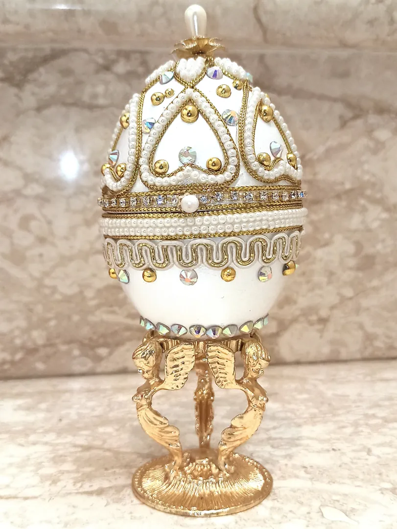 5ct, Angel, Baptism Cross Box, Egg Faberge, Guardian Angel Ornament, First Communion, Baptism Box, 24k GOLD, Christian Baby, Confirmation
