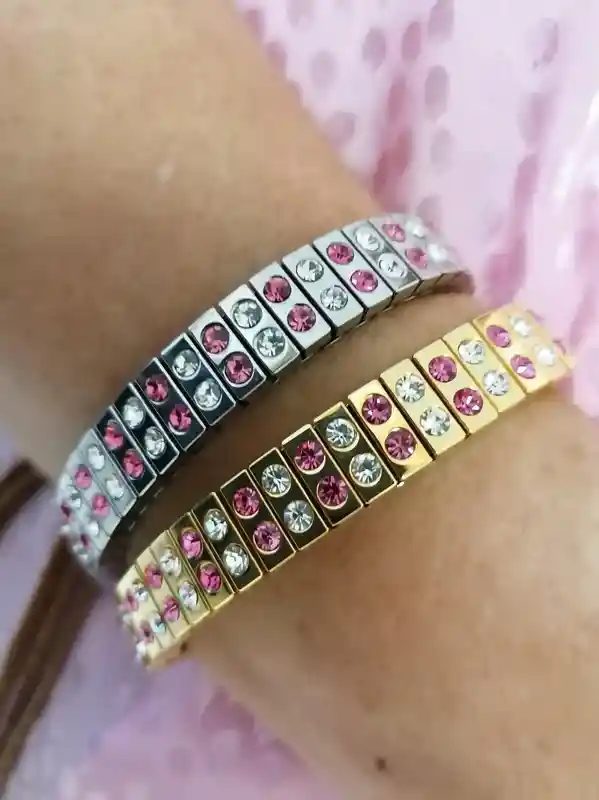 SWAROVSKI Crystal Jewelry Prom Bridesmaid Statement Hot Pink bracelet bangle Gift 24kt GOLD Rose Pink GEM Teenage Girl Pageant Teen bracelet 