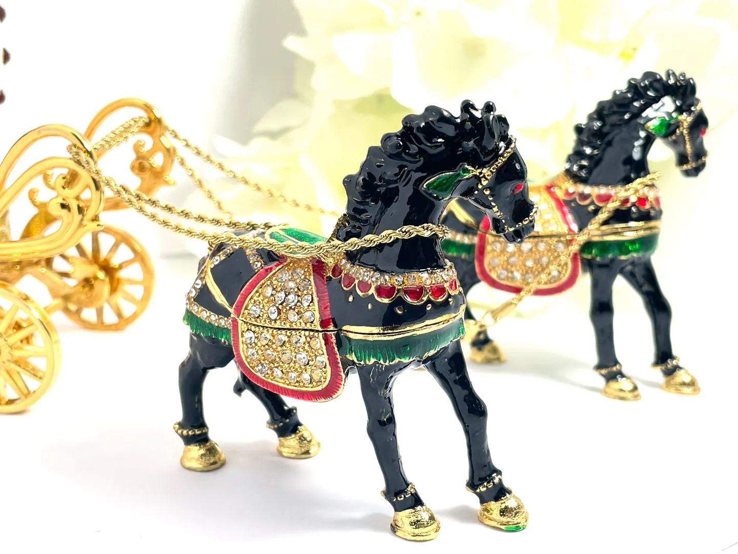 Antique - One of a Kind - Faberge Egg Style - Black Beauty Gift - Hand Carved - Fabergé Egg Music Box - 24k Gold - Mother's Day - Faberge