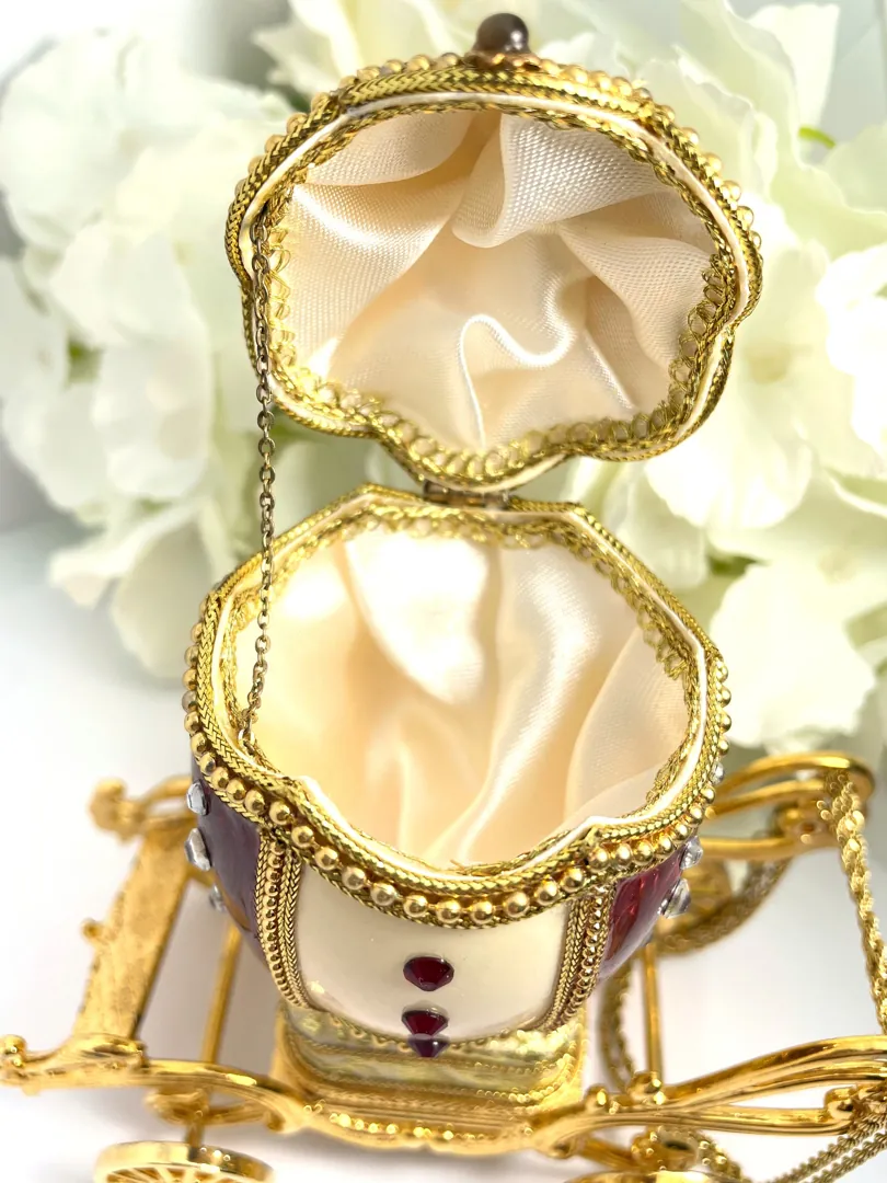 Antique - One of a Kind - Faberge Egg Style - Black Beauty Gift - Hand Carved - Fabergé Egg Music Box - 24k Gold - Mother's Day - Faberge