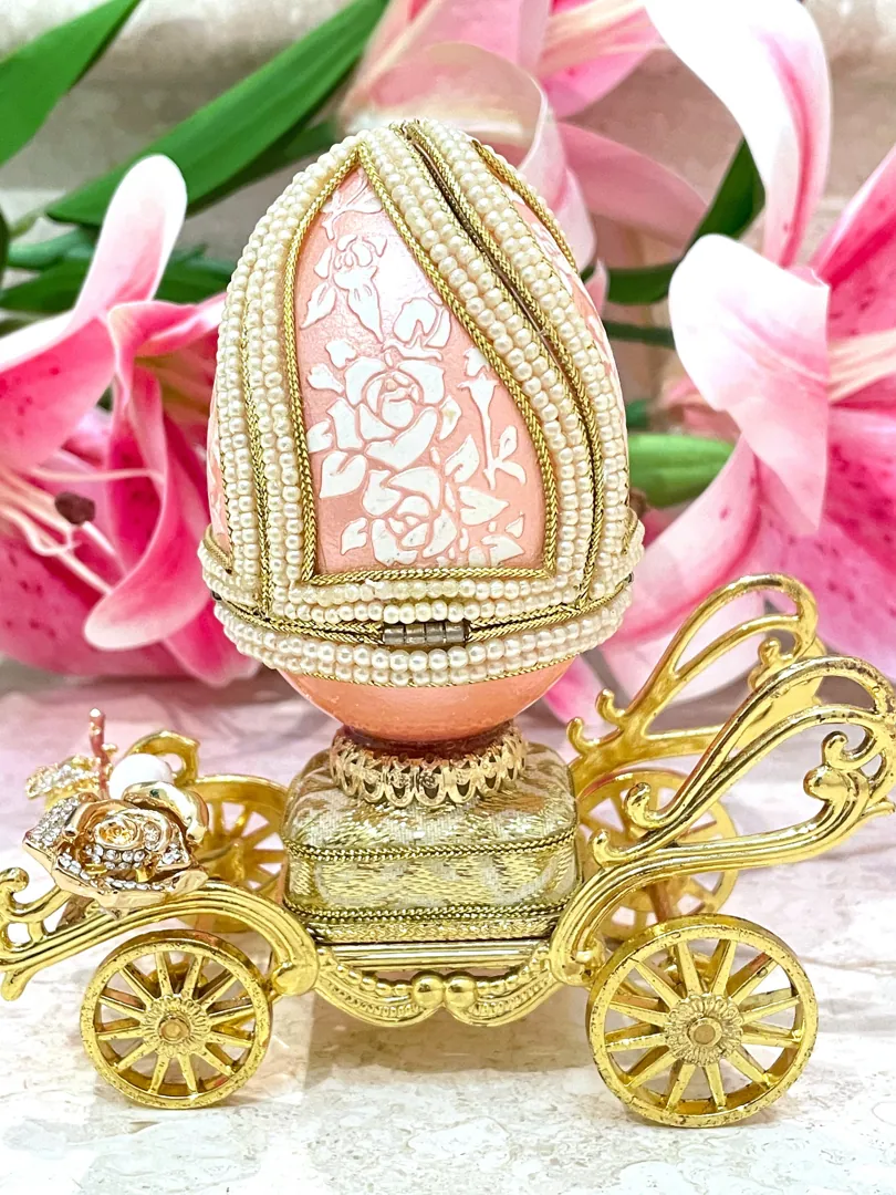 One of a Kind Faberge Egg Imperial Egg Antique 1983 Faberge Egg Handcarved Musical Faberge Egg Unique Gift for Wife 40th Birthday Anniversary