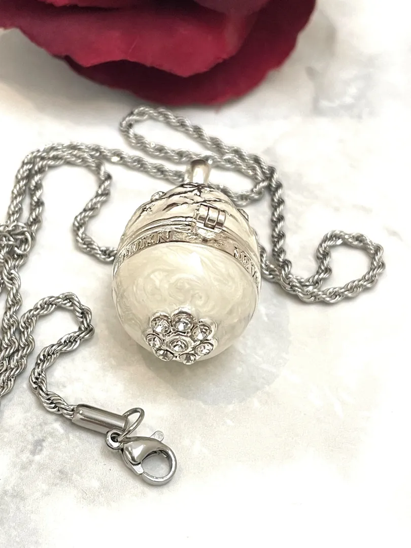 Pierre Lorren Silver Faberge Egg Pendant, Faberge Egg Necklace, Gift for Her, Faberge Pendant, Faberge Jewelry, Birthday Gift, Easter, Women's Gifts