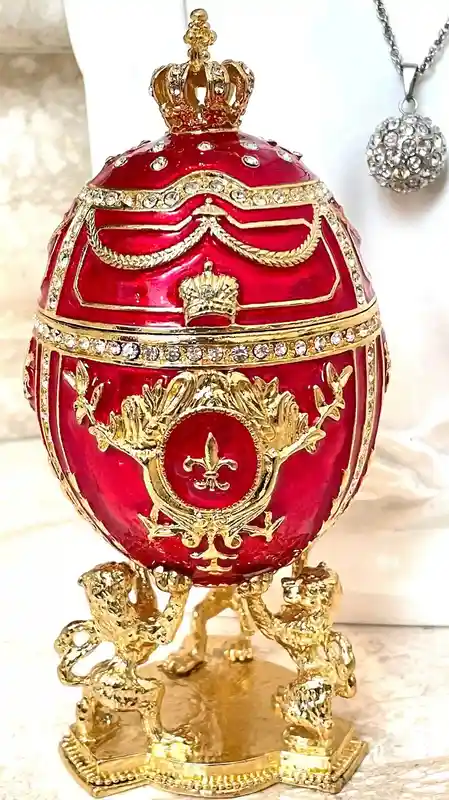 Gold Faberge style egg & Faberge Egg Pendant gift for her Silver Pendant Necklace HANDMADE Easter Egg Faberge Egg Trinket box Christmas gift 