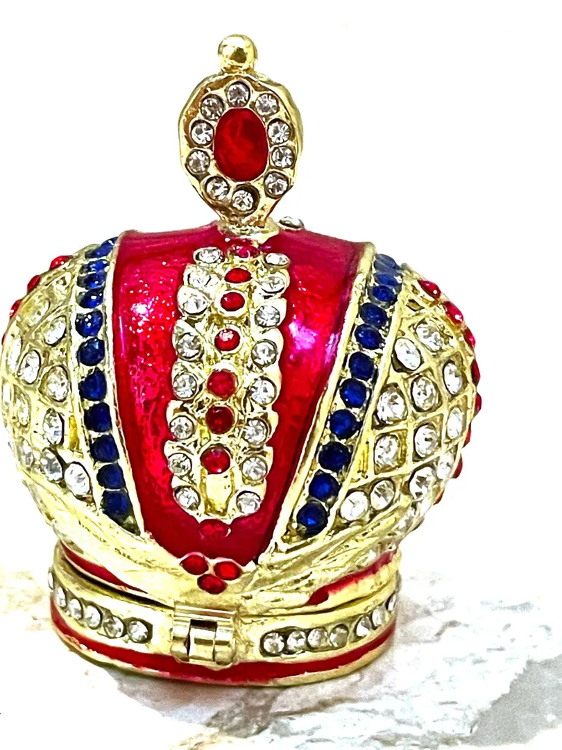 Ruby Gold Faberge Box Imperial Crown Hideaway Trinket Fabergé Egg 333 Austrian Crystal Diamond PLUS Gold Bracelet Birthday Gift for Her