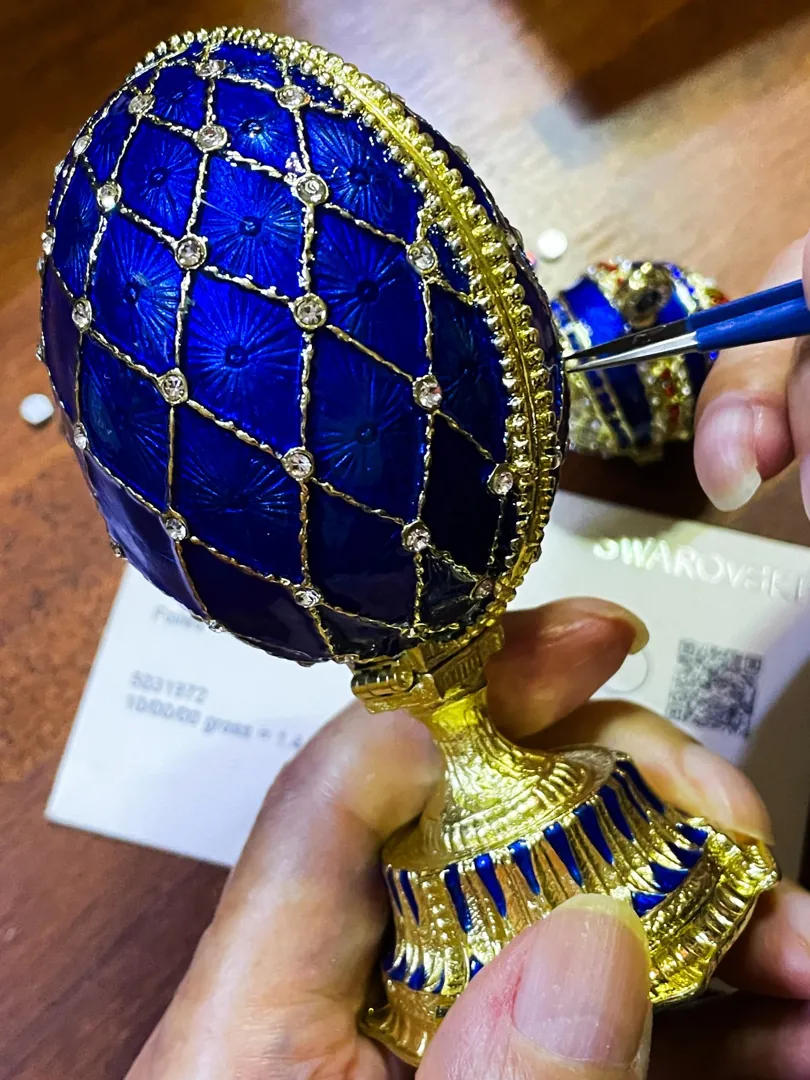 Imperial Crown Fabergé Egg HANDMADE Russian style Fabergé Egg Ornament Office Decor for Man Christmas Birthday gifts for him Pure Gold decor