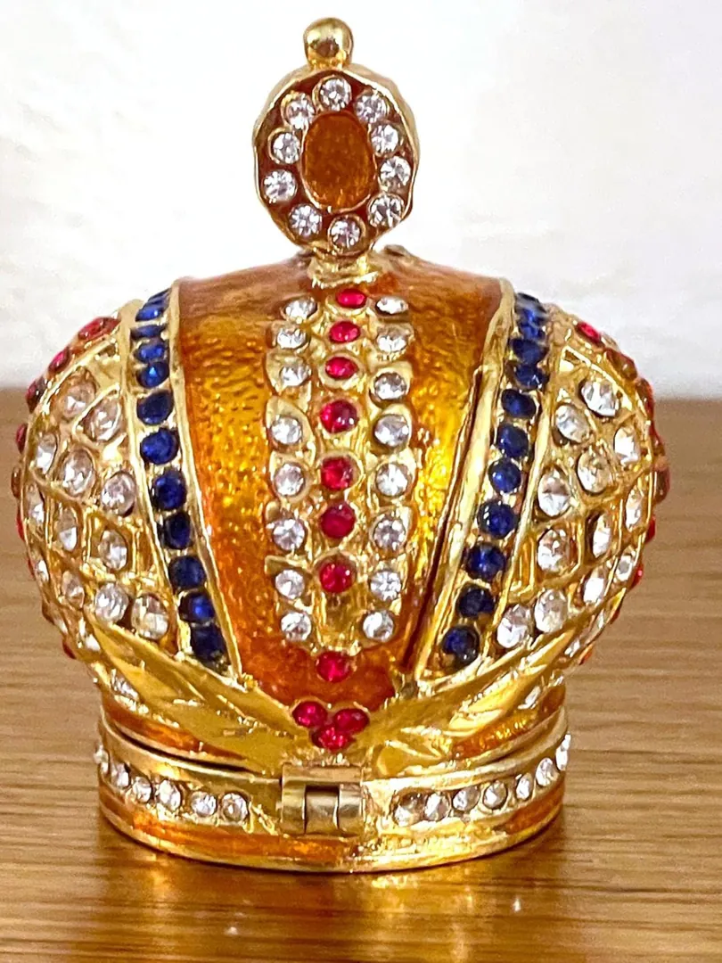 Imperial Crown Fabergé Egg HANDMADE Russian style Faberge Egg Ornament Office Decor for Men Christmas Birthday gifts for him Pure Gold decor