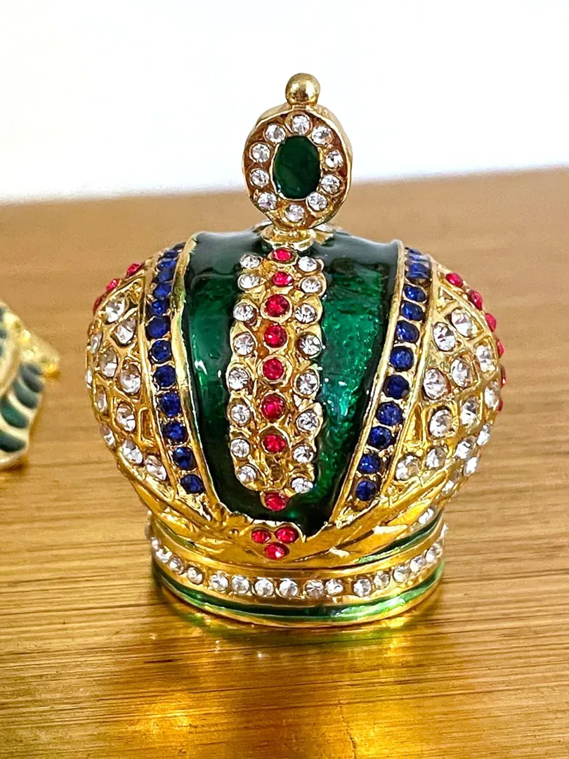 Imperial Crown Fabergé Egg HANDMADE Russian style Fabergé Egg Ornament Office Decor for Men Christmas Birthday gifts for him Pure Gold decor