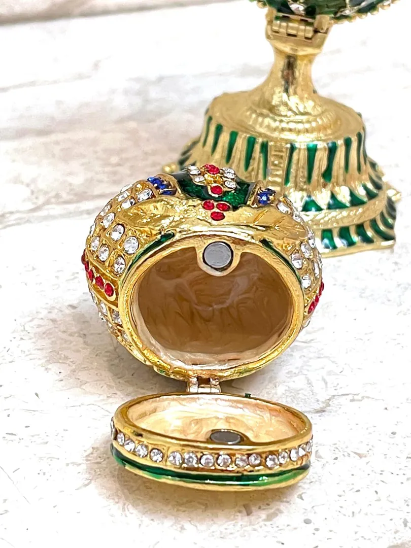Imperial Crown Fabergé Egg HANDMADE Russian style Fabergé Egg Ornament Office Decor for Men Christmas Birthday gifts for him Pure Gold decor