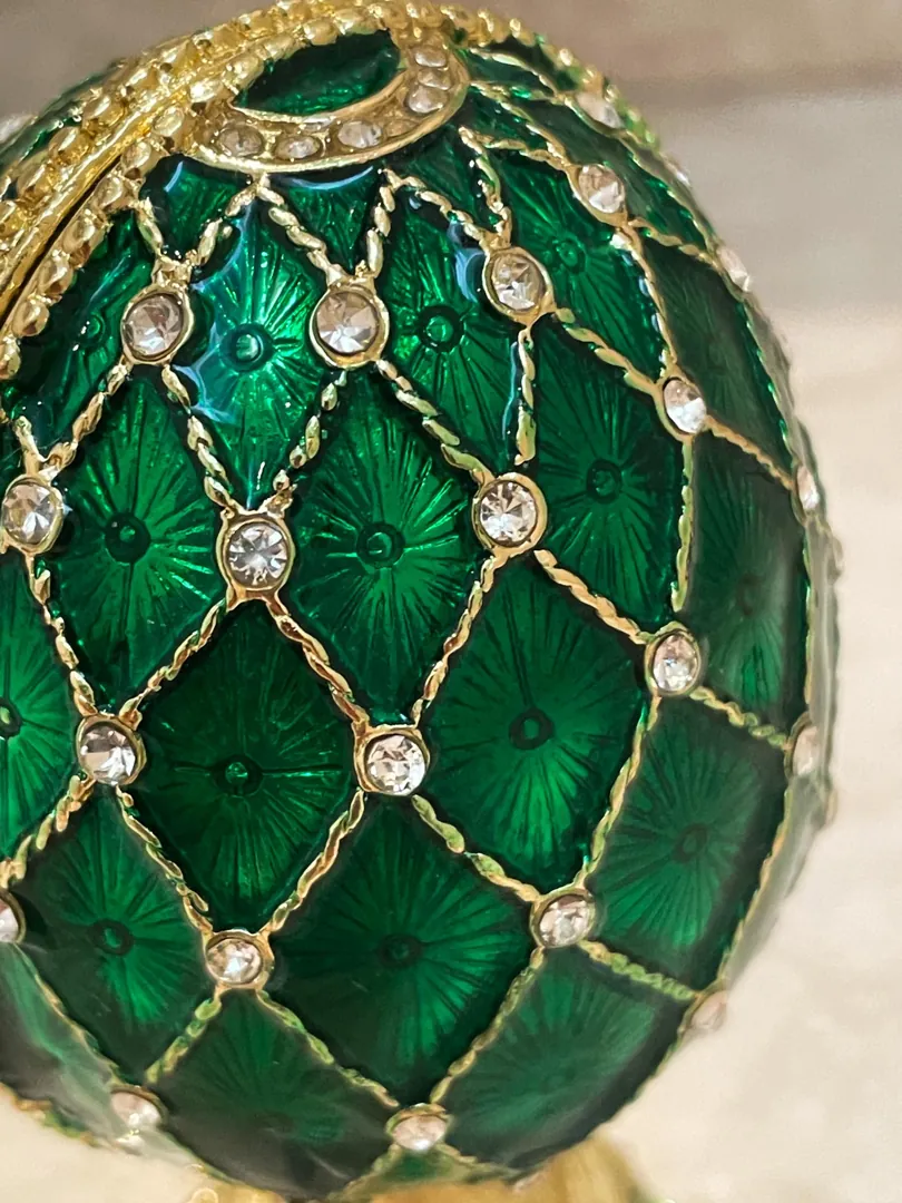 Imperial Crown Fabergé Egg HANDMADE Russian style Fabergé Egg Ornament Office Decor for Men Christmas Birthday gifts for him Pure Gold decor