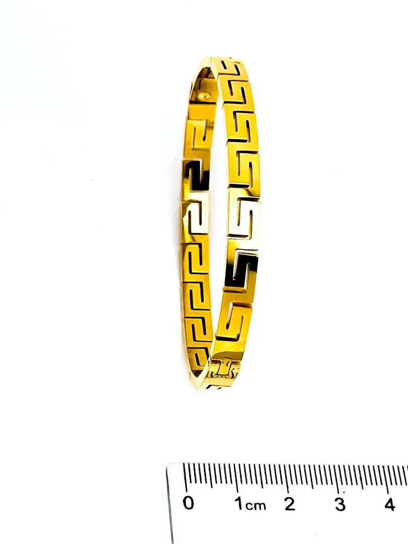 18k Yellow Gold Bracelet Greek Jewelry Bracelet Infinity Bangle Bracelet Ancient Greek Key Jewelry Meander Bracelet Anniversary Gift 8mm