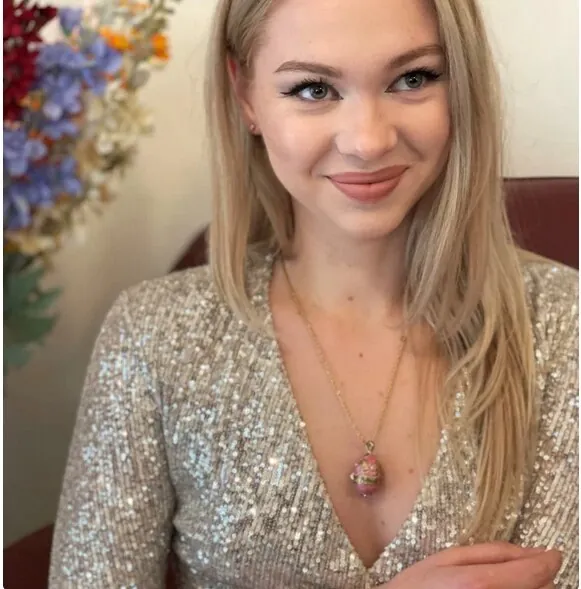 Luxurious 18th Birthday Gift for Granddaughter: 2005 Pink Faberge Egg Music Box and Fabergé Egg Style Necklace, Perfect Gift for a Ballerina.