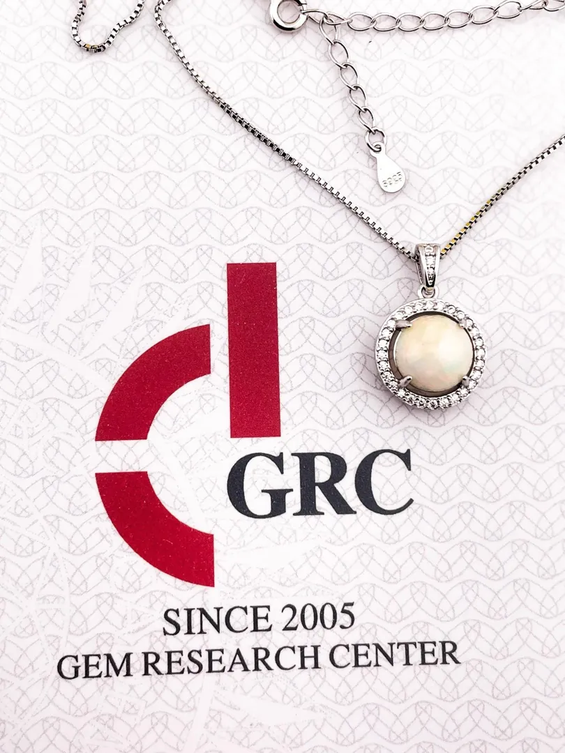 2ct Certified White Solitaire Opal Diamond Pendant Natural Opal Necklace White Opal Diamond Jewelry Silver Bridal Shower Gift to Bride Gold