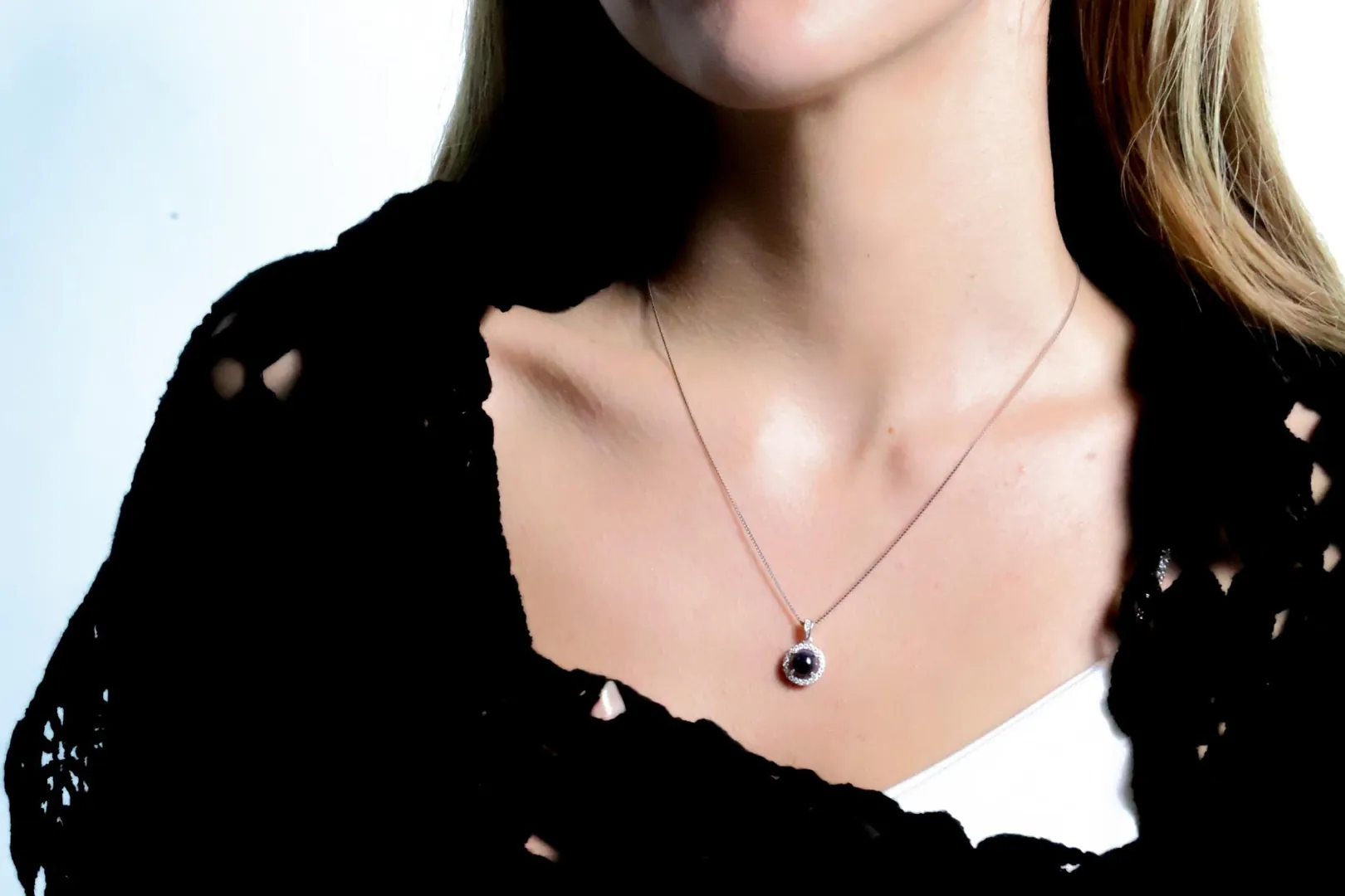 2.2ct Luxury Diamond Necklace NATURAL Opal Necklace Natural Opal Pendant Opal 2 Carat Diamond Jewelry for Women Solid Silver 18k White Gold