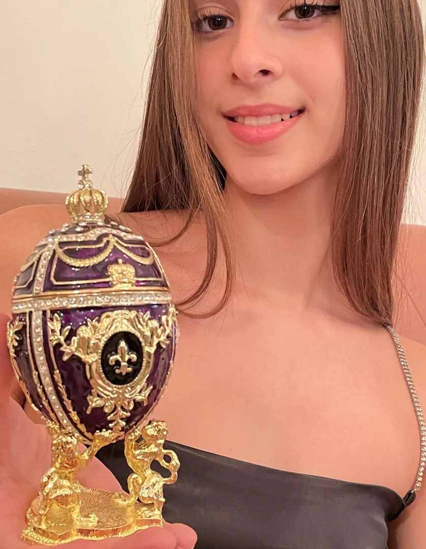 Exquisite 5* Faberge egg style Enamel Egg Graduation gift for Son. Fabergé egg Special Keepsake Grad gift for men. 24k Birthday present 5ct.