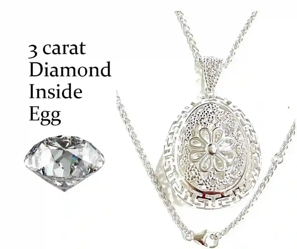3ct DIAMOND Infinity Necklace Faberge LOVE Pendant Faberge Egg INFINITE Love Jewelry Diamond Necklace Pendant Silver Christmas gift for her 