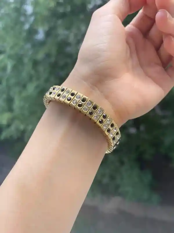 HANDMADE, Black Bracelet, ONYX Bracelet GOLD, 24k, Evening Jewelry, Statement Bracelet, Black Jewelry, Anniversary Christmas gift for her 