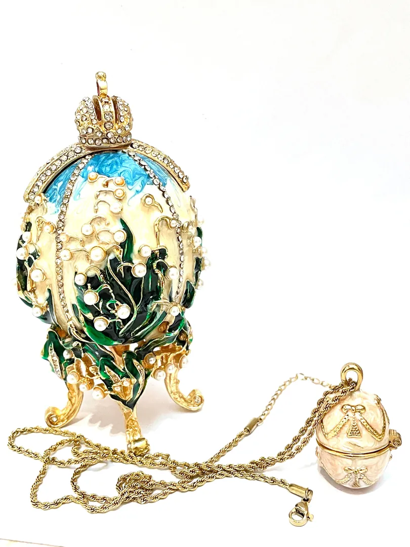 Fabergé Egg 1898 Present Handmade Fabergé Eggs Style Newly Engaged Gift 24k Gold Swarovski Handset Couple Present Unique Wedding