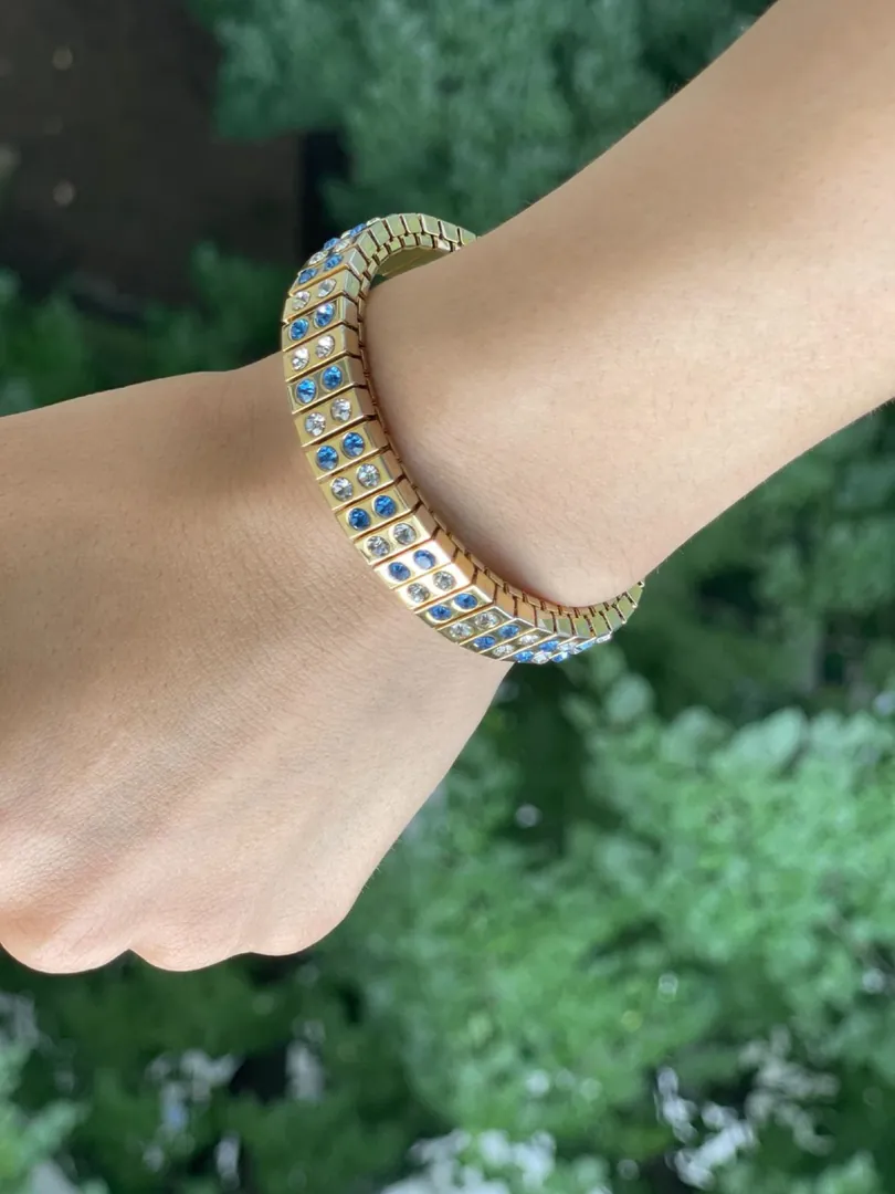 Blue Topaz Bracelet, Handmade, Artisan Jewelry, November Birthstone, 24K Gold, Bracelet, Minimalist, Blue Gemstone Bracelet, Gift for Her.