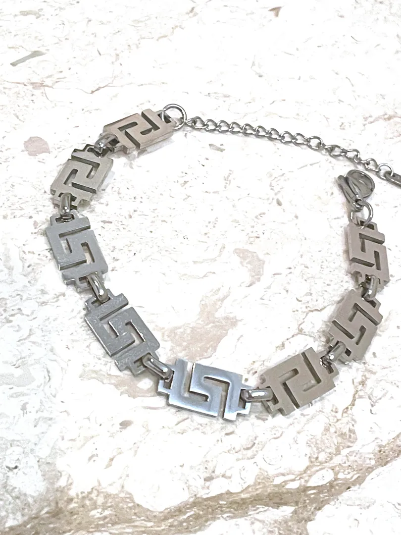 Men's Designer Greek Jewelry Made in Greece Bracelet Men's Silver 18k White Gold Man Accessories Gift for Him Meander SUCCESS LUCK INFINITY