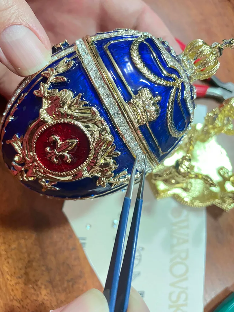 Something Blue Bridal Shower Fabergé Egg Decor Fabergé Egg 300 Swarovski Diamonds Handset 24K Gold Fabergé Egg Couple Wedding Gift Home Decor