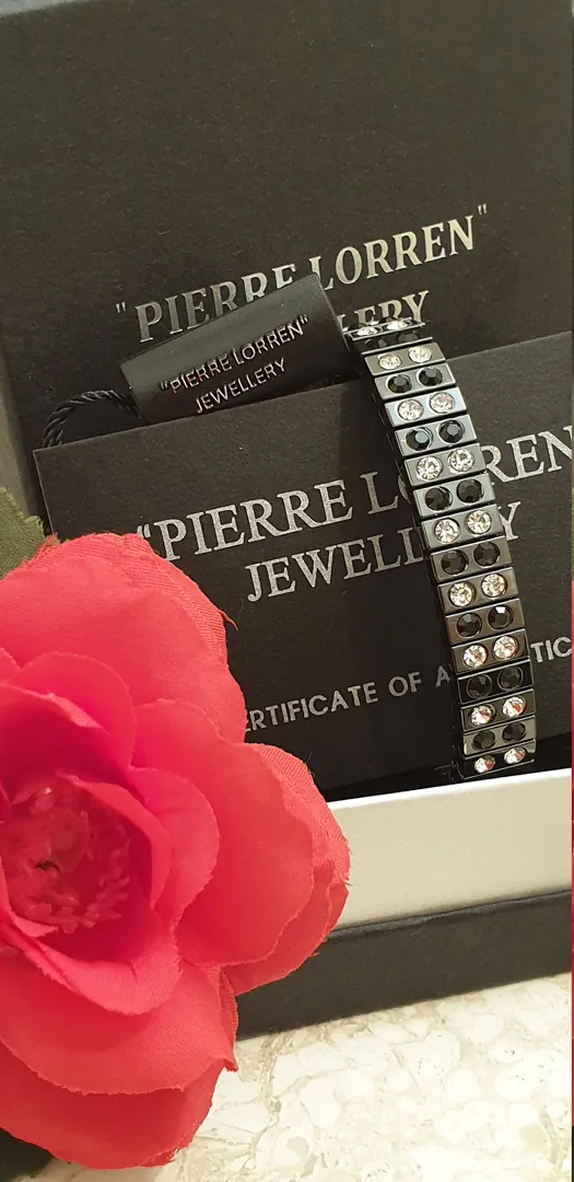 Designer Onyx bracelet for women - Onyx bangle bracelet, Onyx diamond bracelet for graduation, success, and luck jewelry. Hand made in Greece by Pierre Lorren.