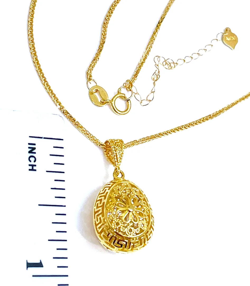 2ct Designer Solid 18k GOLD Faberge Egg Pendant Diamond Solitaire Pendant Diamond Necklace Diamond Jewelry Faberge Meander Eternal Love Gift