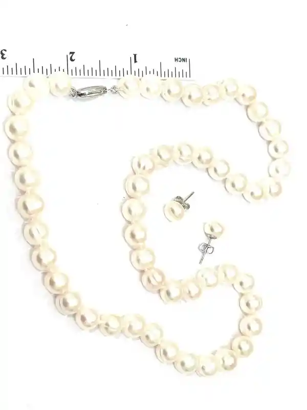 Japanese Pearls Akoya Pearl Necklace NATURAL Pearl Necklace Pearl Earrings HANDMADE Jewelry Salt Water Pearl Wedding Anniversary Womens Day 