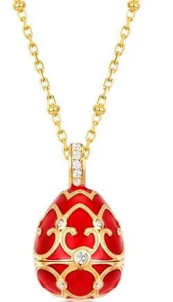 Luxury Ruby Red Necklace Faberge Egg Necklace Faberge Jewelry Faberge Pendant Egg HANDMADE Valentine Gift for Her Vermeil 18k Yellow Gold