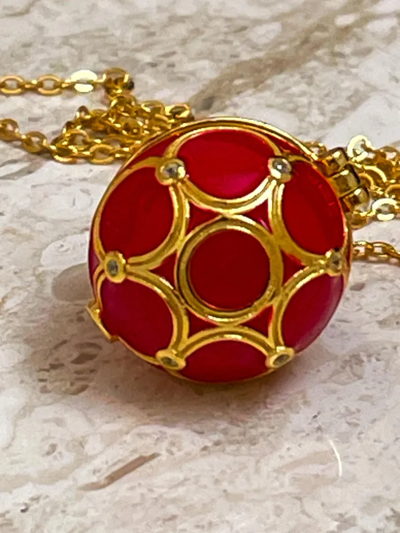 Luxury Ruby Red Necklace Faberge Egg Necklace Faberge Jewelry Faberge Pendant Egg HANDMADE Valentine Gift for Her Vermeil 18k Yellow Gold