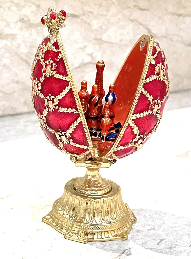 Ruby Faberge Egg Box & Faberge Necklaces, St. Petersburg Faberge Ornaments, Birthday Love Protection Wisdom. Birthday Christmas Gifts for Women.