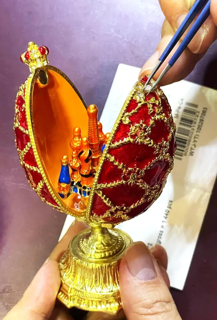 Ruby Faberge Egg Box & Faberge Necklaces, St. Petersburg Faberge Ornaments, Birthday Love Protection Wisdom. Birthday Christmas Gifts for Women.