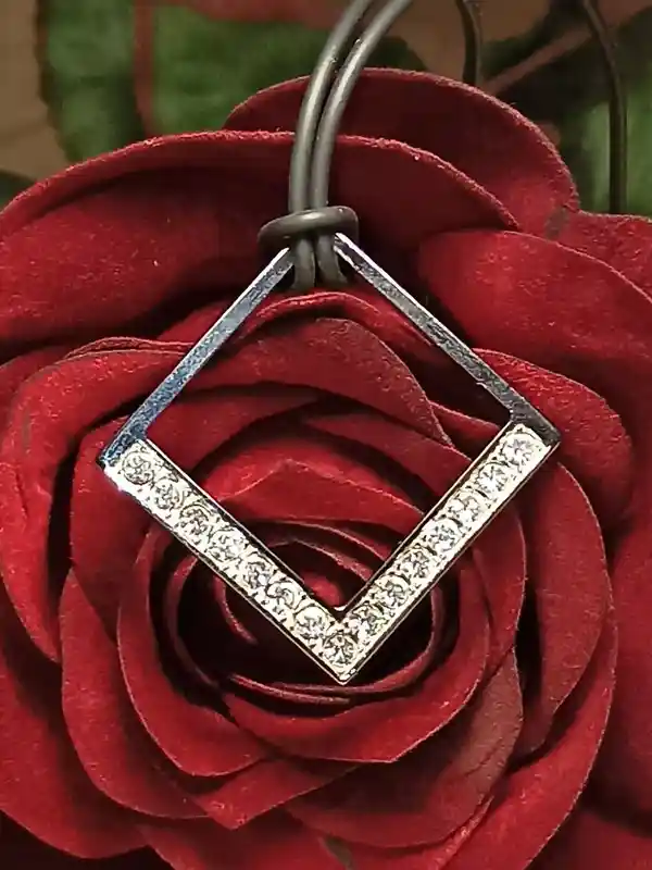 Silver Necklace Diamond Shaped Pendant/Geometric Necklace/Minimalist Jewelry/Graduation Gift for her Jewelry for girls Modern Necklace 1.5ct 