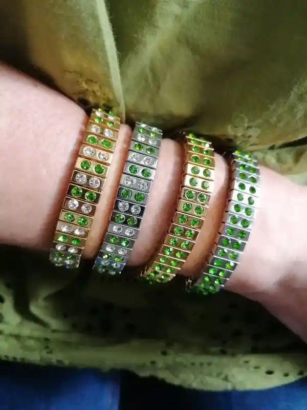 24k Gold PERIDOT bracelet Green gem Birthston bangle WEDDING jewelry bridesmaid bracelet Silver Crystal GEM friendship braclet birthday gift 