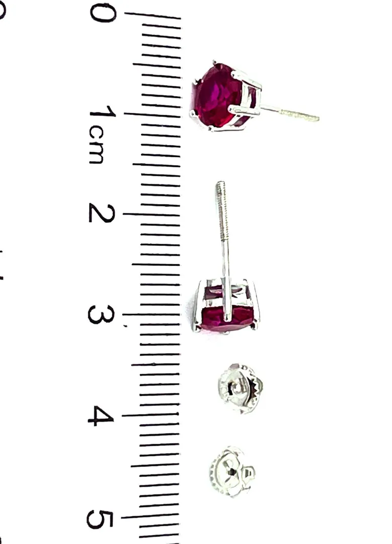 Pierre Lorren Natural Ruby Red Earrings Studs 2 Carat Real Ruby Earrings - Screw on Stud Earrings 6.5mm Valentine's Christmas Gift for Women
