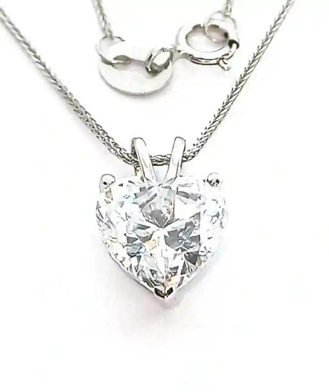 18k Gold Diamond Heart Necklace - 1.5 ct Diamond Pendant HEART Diamond Jewelry for women - Heart Solitaire Necklace Diamond Anniversary gift 