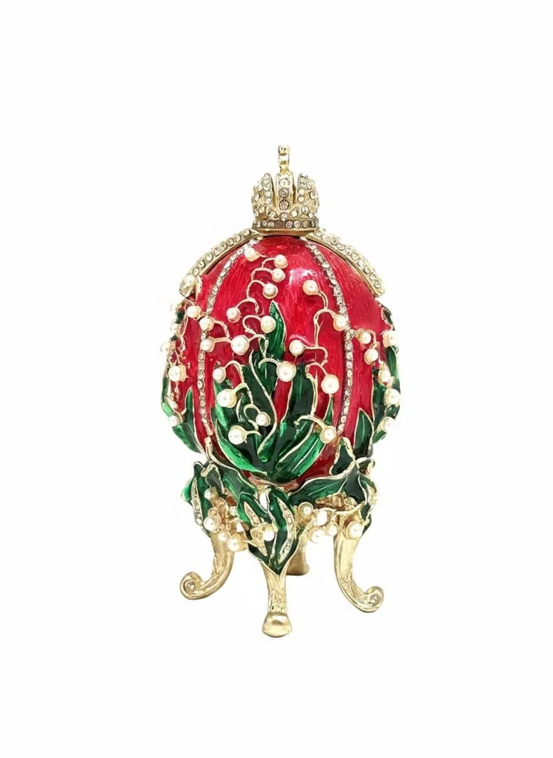 Ruby Red Pure Gold Faberge Egg Style Photo Frame Faberge Easter Eggs Austrian Crystals Handmade Fabergé by Pierre Lorren