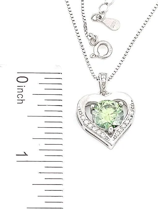 Heart Emerald Diamond Necklace, 18K White Gold Silver Emerald Wedding Pendant, Emerald Pendant for Women, May Birthstone, Emerald Necklace.