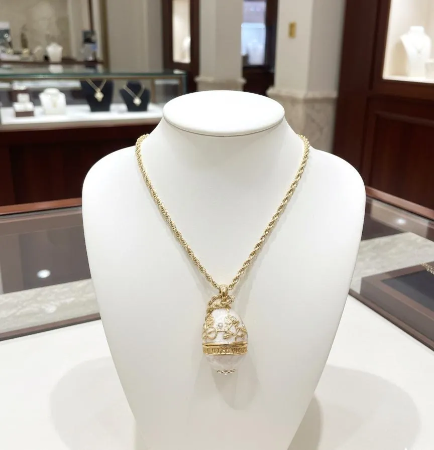 Faberge Egg Pendant Necklace Bracelet SET - Faberge Egg Handmade Greek Jewelry, Faberge Easter Gift - Pure Gold Dec Swarovski - Pierre Lorren