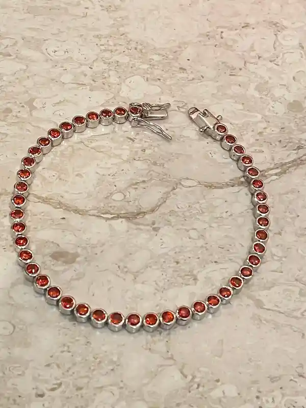 Red GARNET, Tennis bracelet, Red Garnet Bracelet, Garnet bracelet, Gemstone bracelet,Anniversary Gift for her, SWAROVSKI Sterling Silver 925 