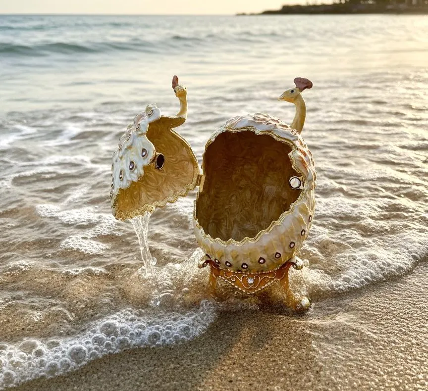 Peacock Faberge Egg Bracelet • Swarovski • 24K Gold • Handmade Pierre Lorren