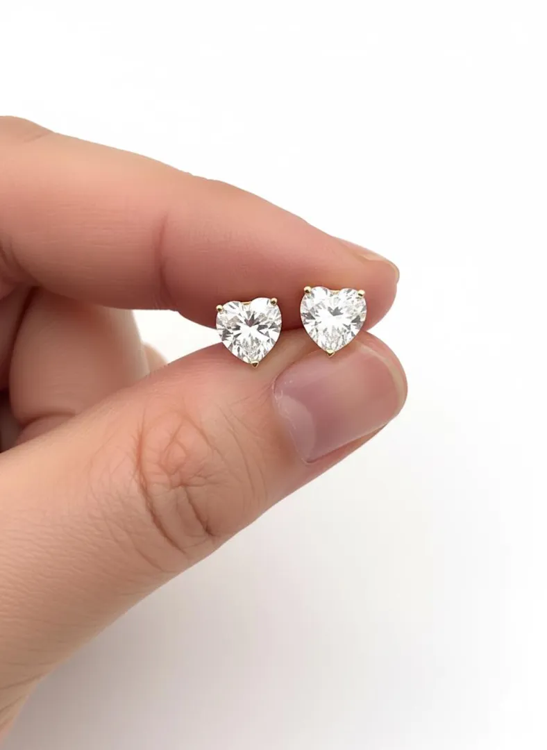 2ct Diamond Heart Earrings Solid 18k Gold by Pierre Lorren