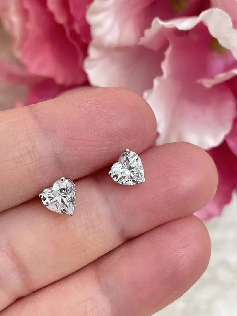 2ct Diamond Heart Earrings Solid 18k Gold by Pierre Lorren