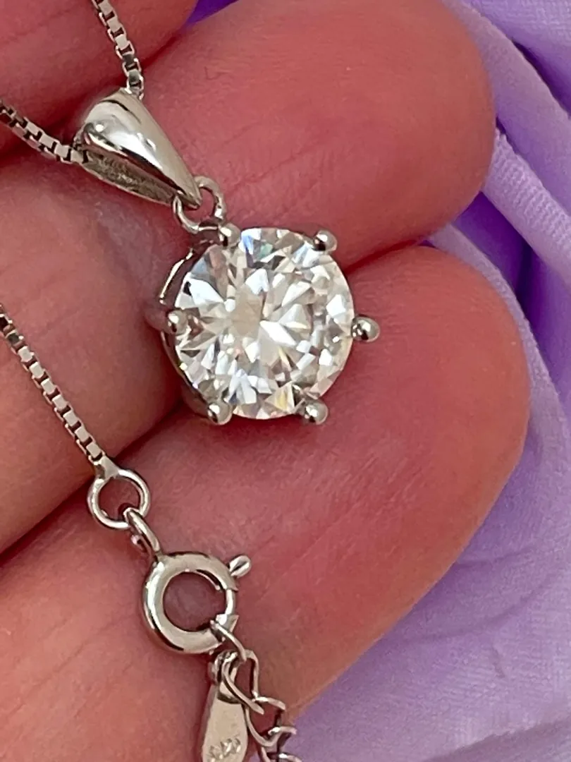 2 Carat Diamond Jewelry Round Diamond Solitaire Necklace Certified Floating Diamond Round Solitaire Bridal Necklace Birthday Gift for Her